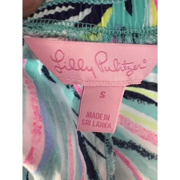 Lilly Pulitzer Shorts Womens Size Small Blue Pink Katie High‎ Tide Flowy Elastic - Picture 4 of 6